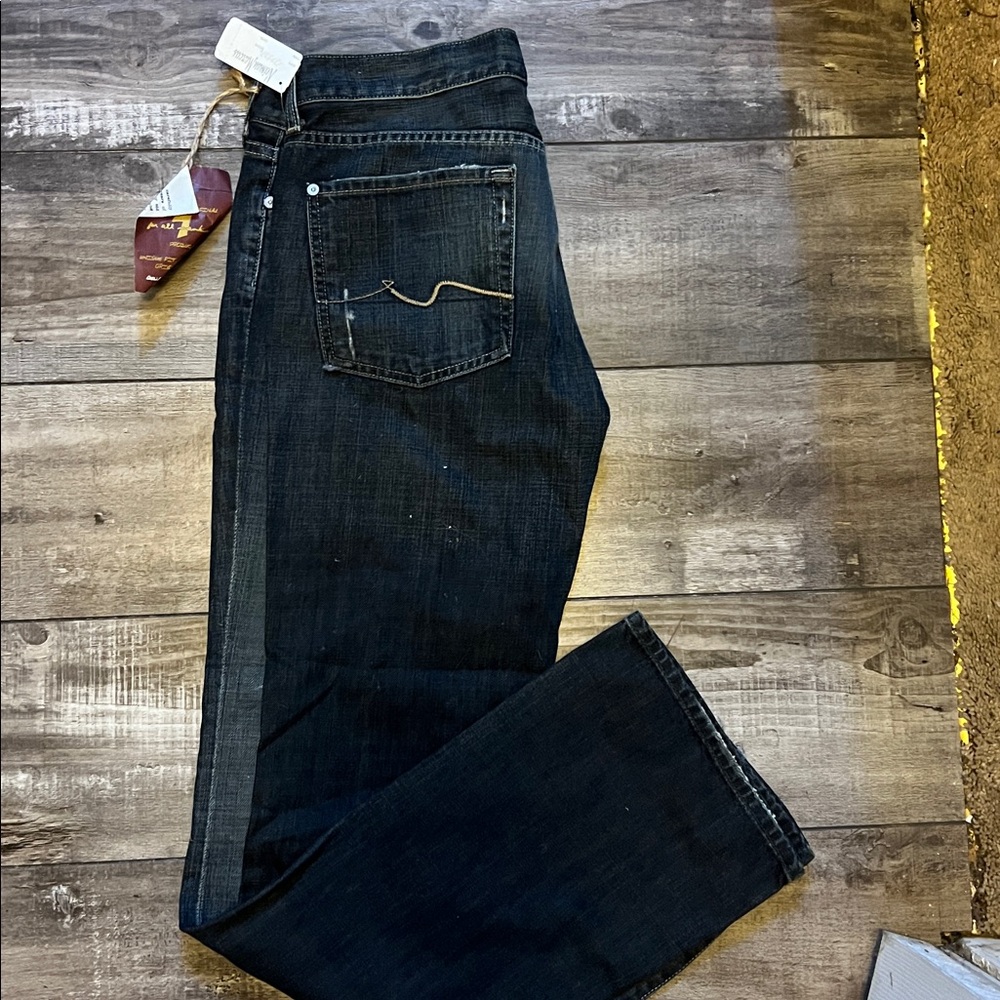 7 For All Mankind Blue Signature Waistband Jeans